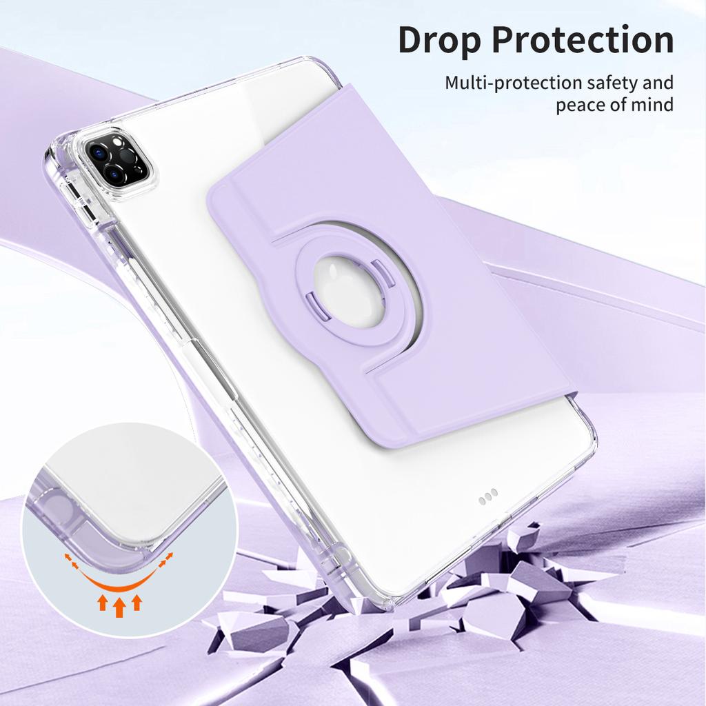For iPad Pro 13 (2025)/13 (2024) Case Stand Leather+ Clear Acrylic Detachable Tablet Cover