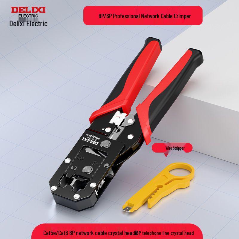 Professional Grade Network Cable Crimper Set with Wire Stripper and Cutter for Category 6 and 6P8P Crystals