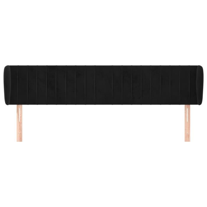 VidaXL Tête de lit avec oreilles Noir 203x23x78-88 cm Velours3117450
