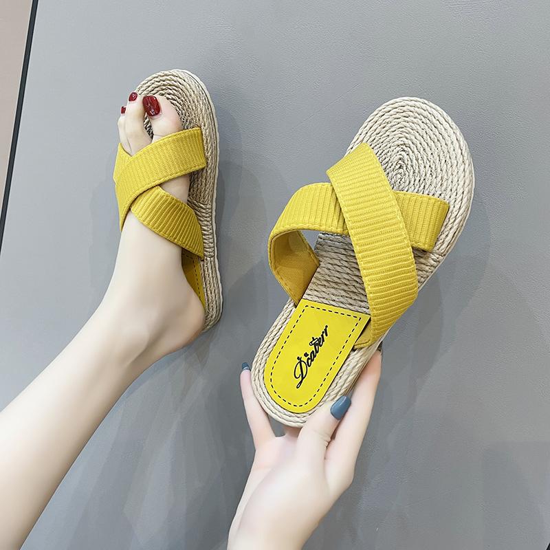 Женские повседневные сандалии, летняя пляжная обувь на плоской подошве, уличная обувь 36 жёлтый