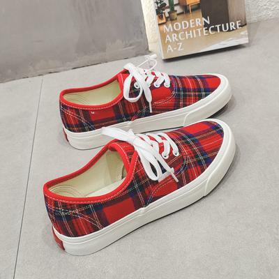 Spring Niche Plaid Low-top Canvas Shoes Women's Shoes New Student Street Photography Skateboard Shoes Ins Casual Shoes