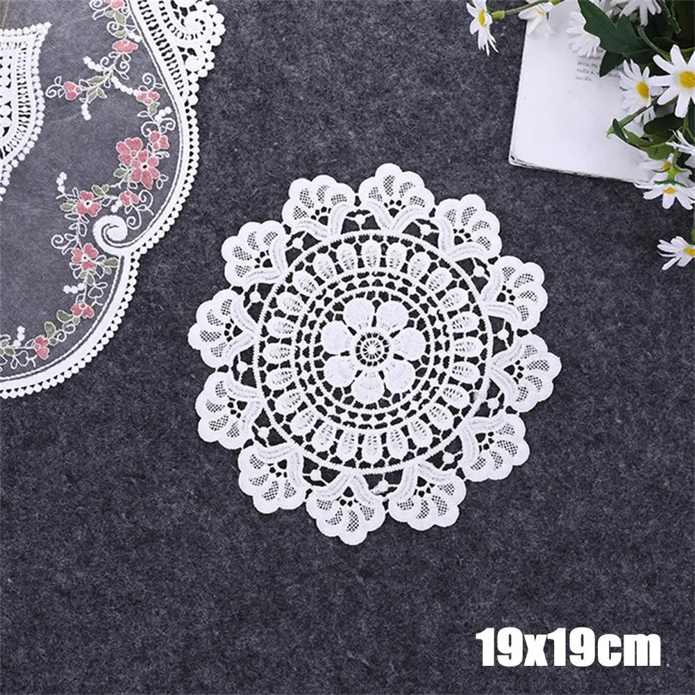 Lace Placemat Cloth 19*19 CM/20*20 CM Round Lace Doilies Crochet Round Lace Placemat Napkin Placemat Cup Dish Coaster