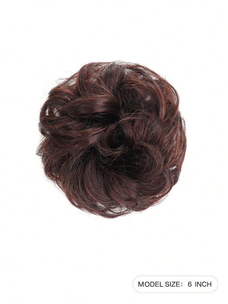 Extension de queue de cheval en chignon synthétique à pince marron foncé de 6 pouces pour cheveux ondulés et bouclés pour femmes