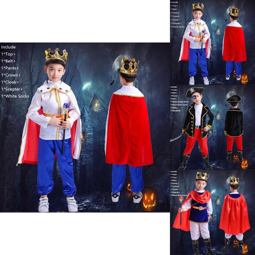 Costume Pirate Kids Boys Buccaneer Prince Cosplay Halloween King Clothes