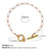 Stainless Steel Freshwater Pearl OT Buckle Necklace Bracelet Set Simple Gold Plated Necklace Bracelet