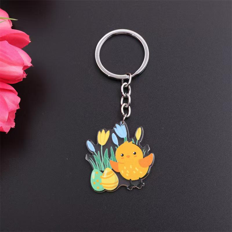 Personalized Easter Keychain: Carrot Rabbit, Colored Egg, and Little Chick Pendant for Women