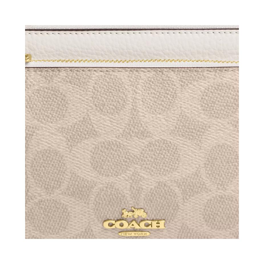 New COACH Signature Coated Canvas With Leather Wallet Small Women's Pink & White CX161-IMXDM