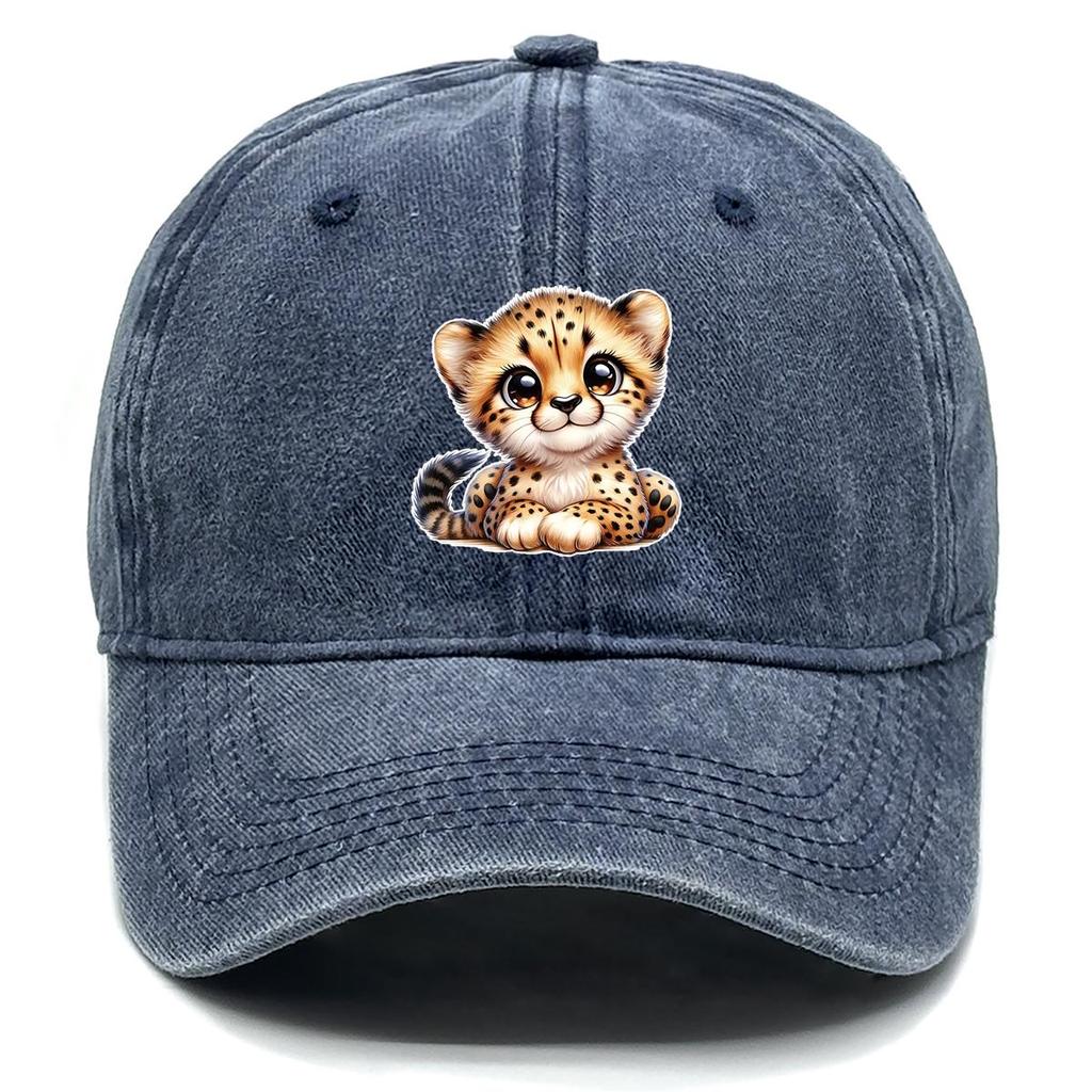 Leopard Print Snapback Sun Hat, Animal Mesh Hat Simple Adjustable Buckle Inelastic Retro Adjustable Baseball Cap