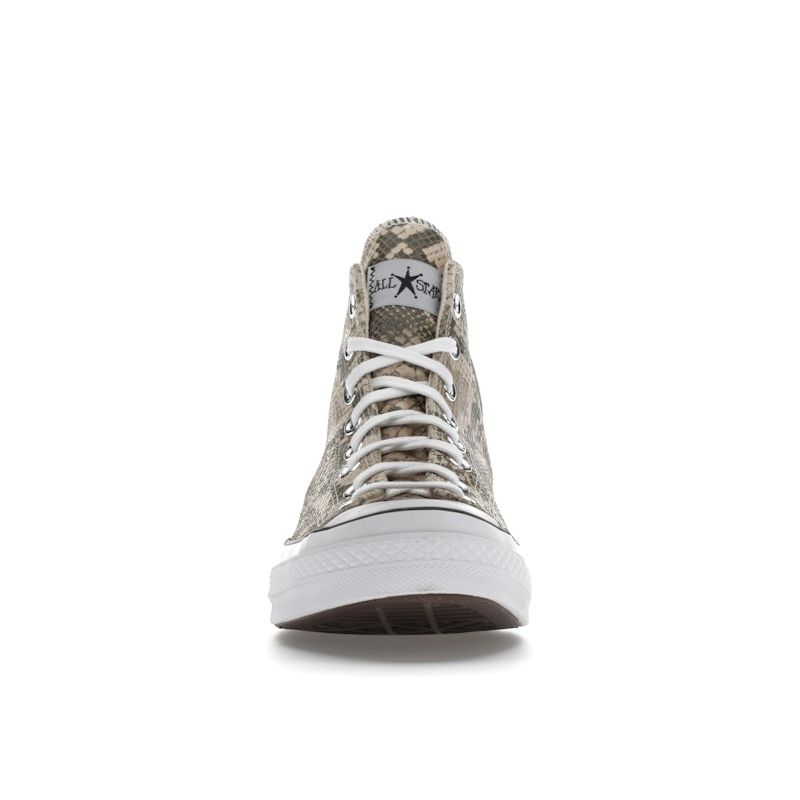 Stussy x Converse Chuck 70 High Snakeskin Unisex Sneakers Tan Multi-Color White A11674C
