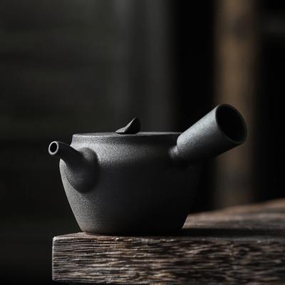 240ml Ceramic Side Handle Teapot Black Ceramic Retro Kung Fu Tea Set