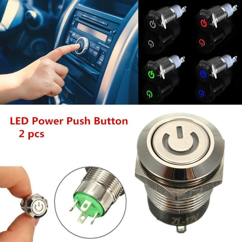 Buy 2 Types Car Auto Metal LED Momentary Power Push Button On-off ...