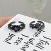 Dark Girl Purple Diamond Bauhinia Zir*****Pen Ring Sweet And Cool Temperament Adjustable Niche High-End Section Index Finger Ring