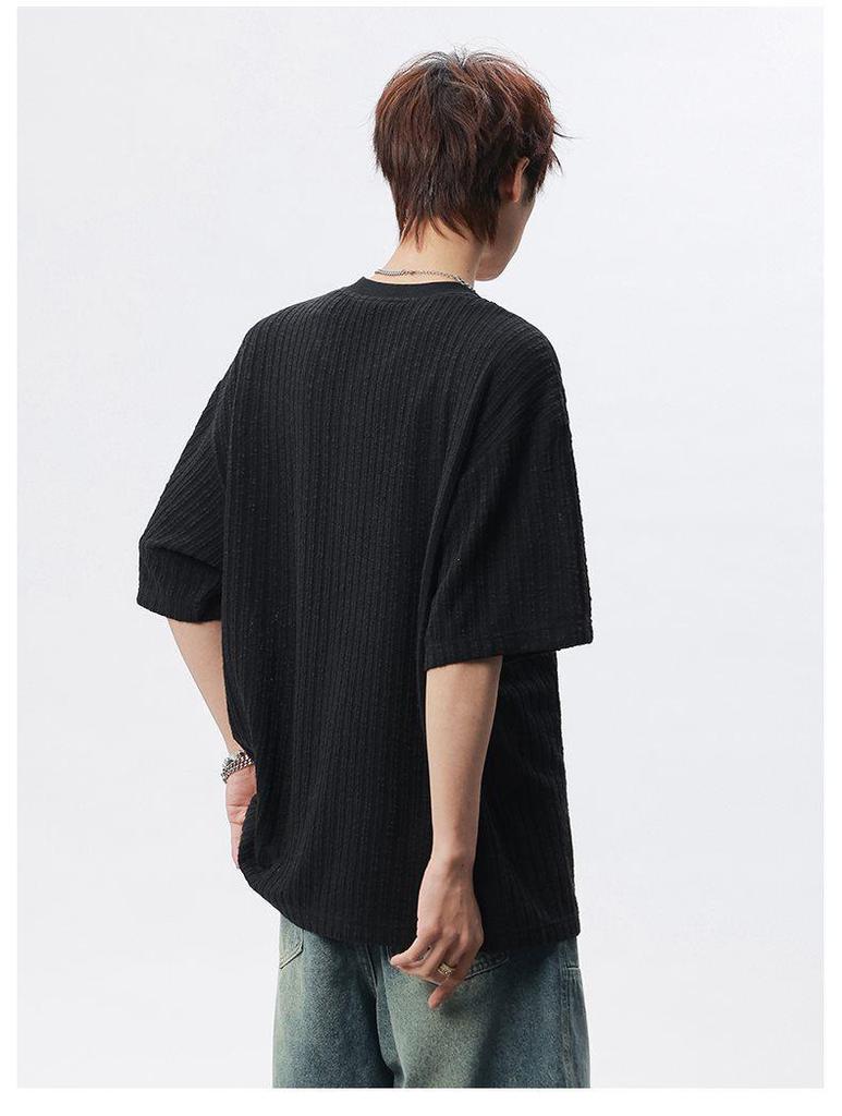 Golden Spear 2026 Summer Unisex Round Neck Hollow Button Half Sleeve T-shirt KF037