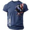 Men’s Short Sleeve Crew Neck T Shirt with Distressed Flag Print Casual Loose Fit Graphic Tee for Everyday Wear