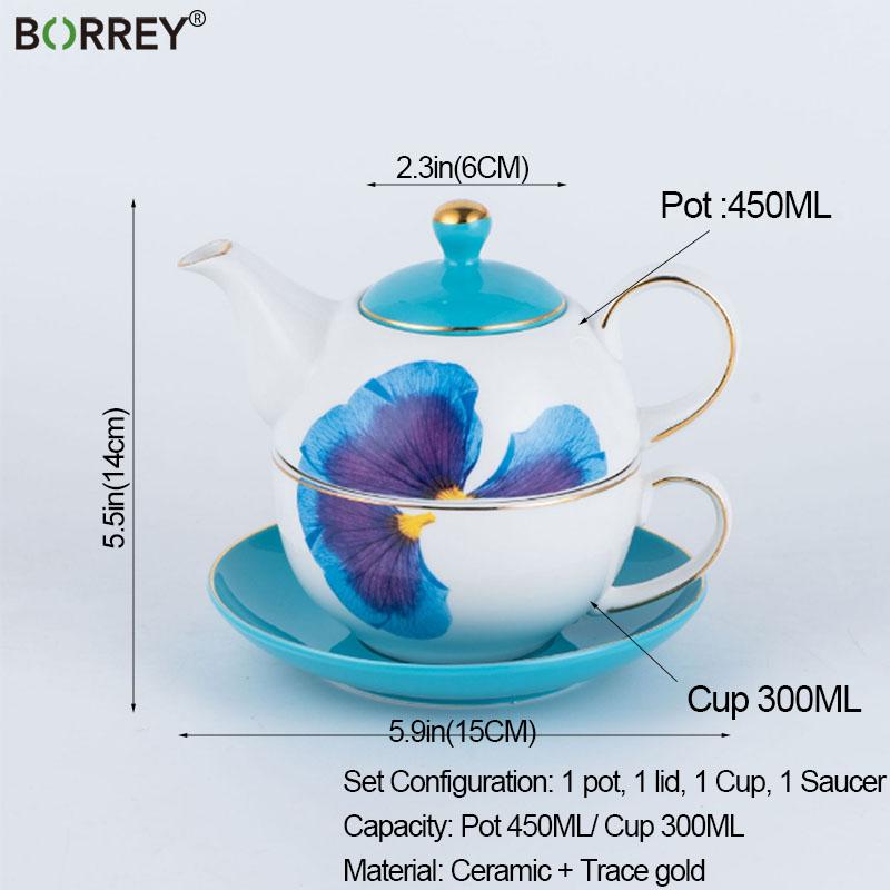 BORREY Keramická květinová čajová konvice Podšálek Kancelář Odpolední čaj Šálek na kávu Miska Rodina přátel Dárková sada čajových konvic Žlutý motýl