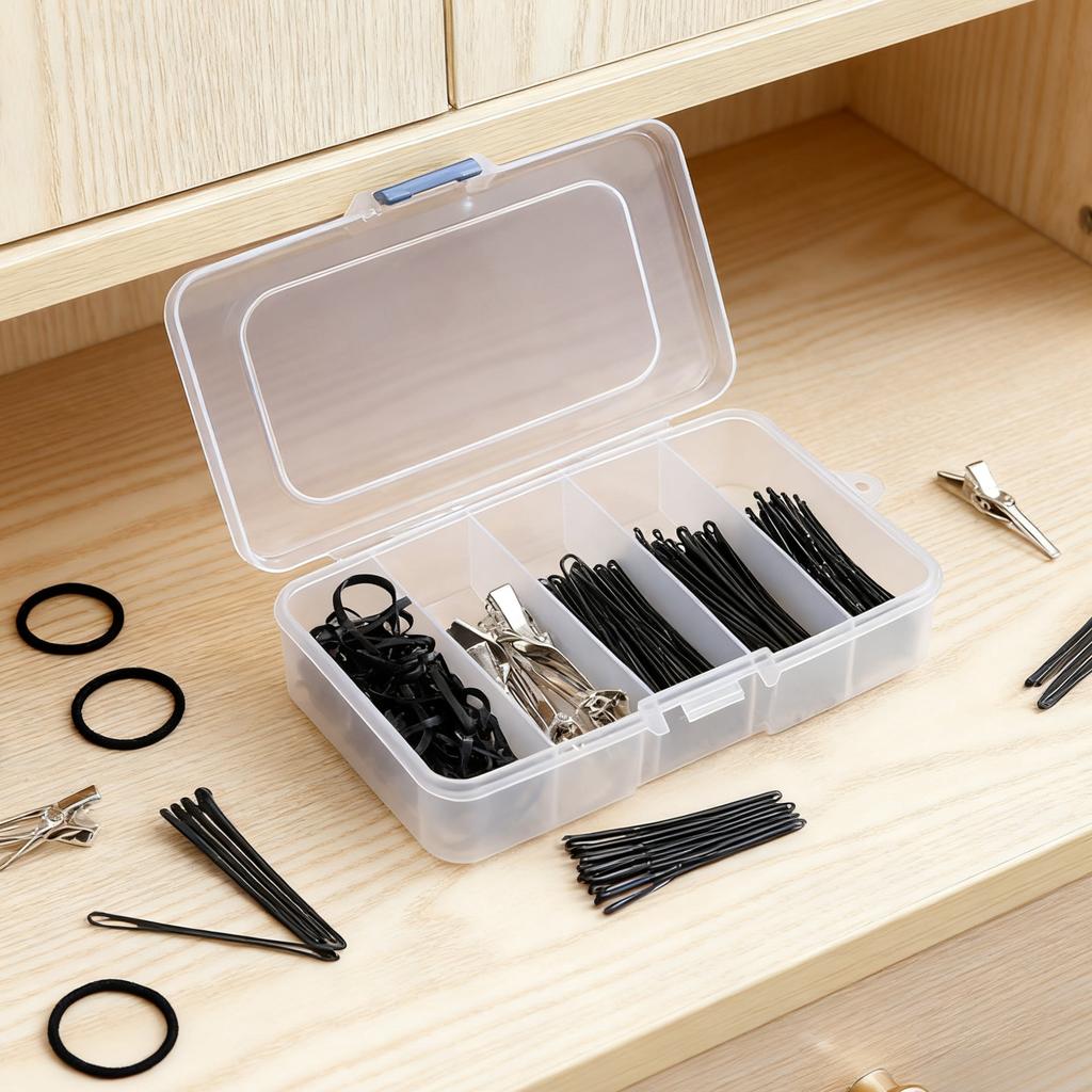 1/2PCS Compact 5-Compartment Storage Case - Clear, Dustproof Jewelry and Small Item Organizer for Travel and Daily Use