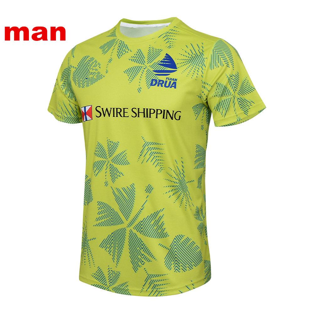 2025 Men's Fiji Drua Rugby Singles Jersey T-Shirt Adult Training Uniform Short-Sleeved Men's O-Neck Quick Drying Sports T-Shirt