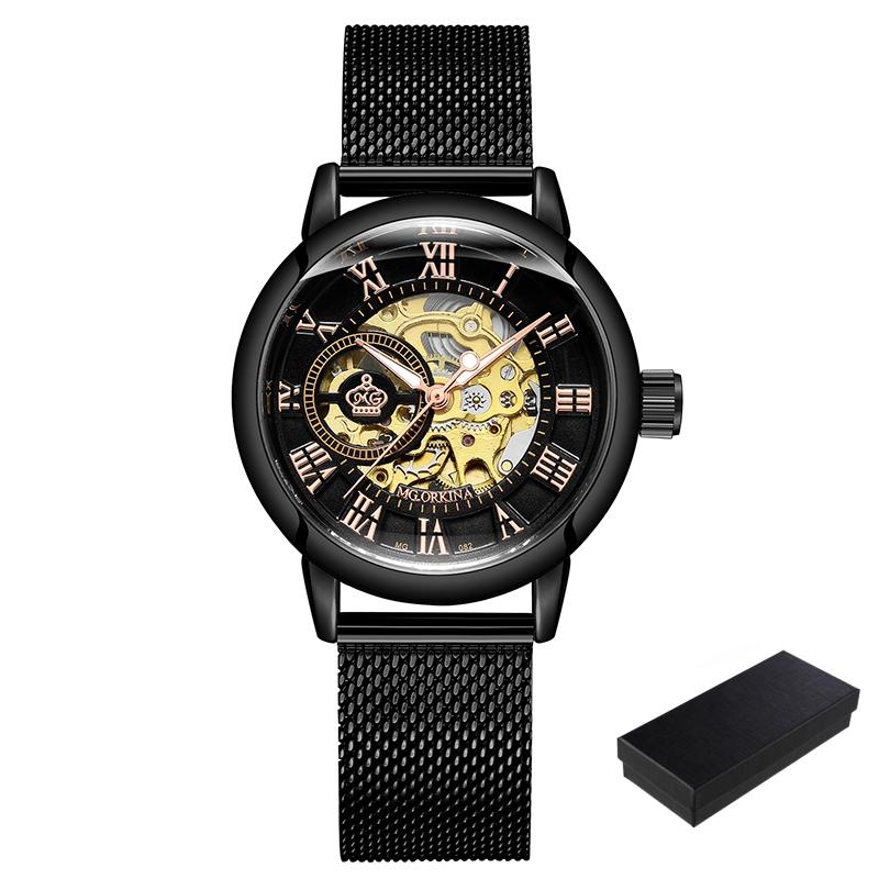 New Fashion Luxury Brand Skeleton Women Mechanical Watch Female Clock Automatic Mechanical Watches For Women Silver Montre Femme