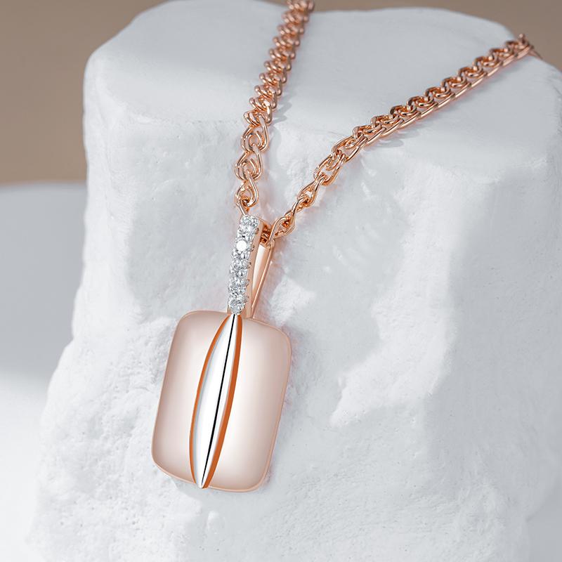 Shiny Natural Zircon Square Pendant Necklace For Women Luxury  Rose Gold  Color Mix Design Daily Fine Jewelry
