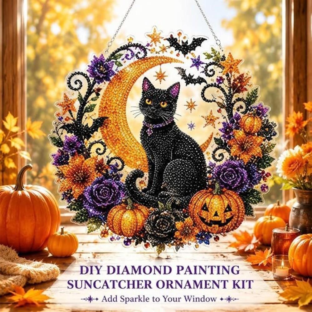 1 Set Acrylic Diamond Art Kits Pumpkin Design Diamond Painting Hanging Ornament Tree Decoration