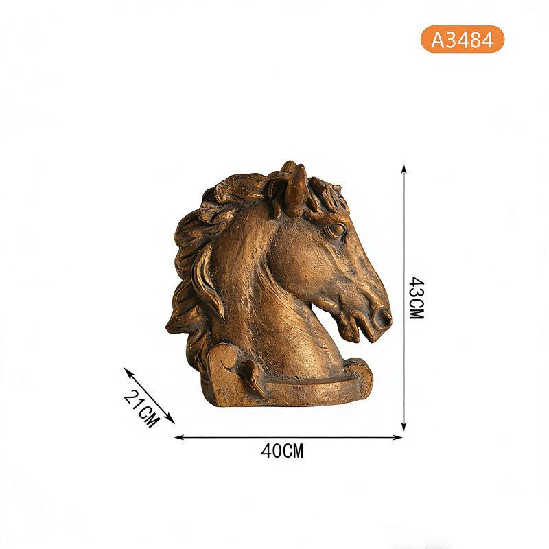 European Palace Style Gold Horse Head Ornament for Good Luck and Good Omen Decoration