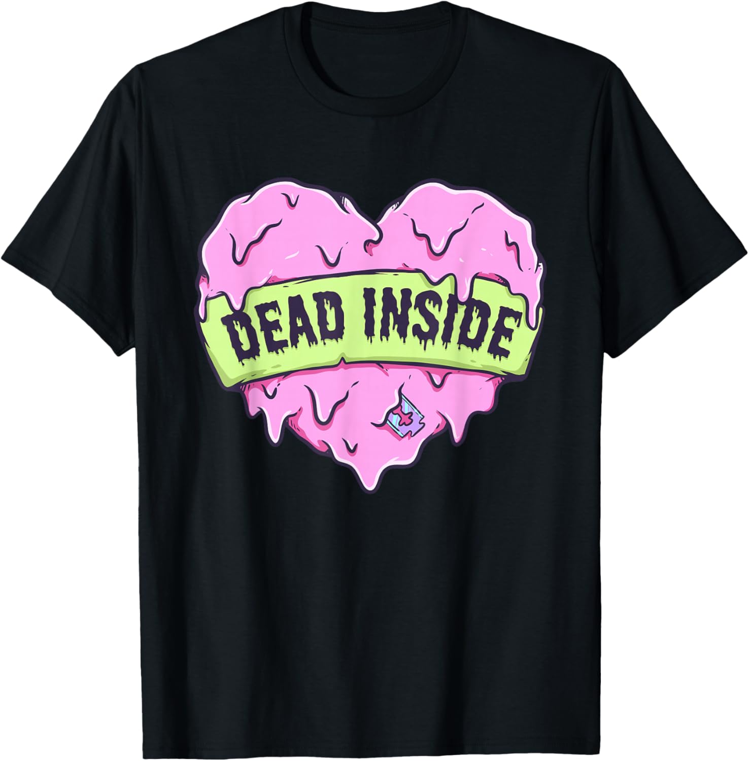 Dead Inside Melting Heart Graphic Tee Soft Cotton Casual Round Neck T-Shirt 4XL