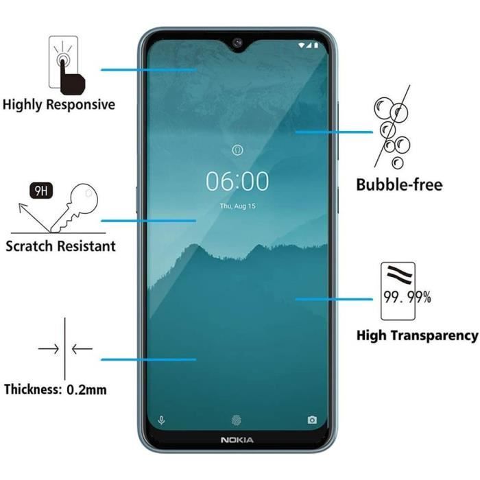 Film Vitre Protection Ecran - Phonillico® - Nokia 6.2 / 7.2 - Pack de 2 - Résistant aux rayures