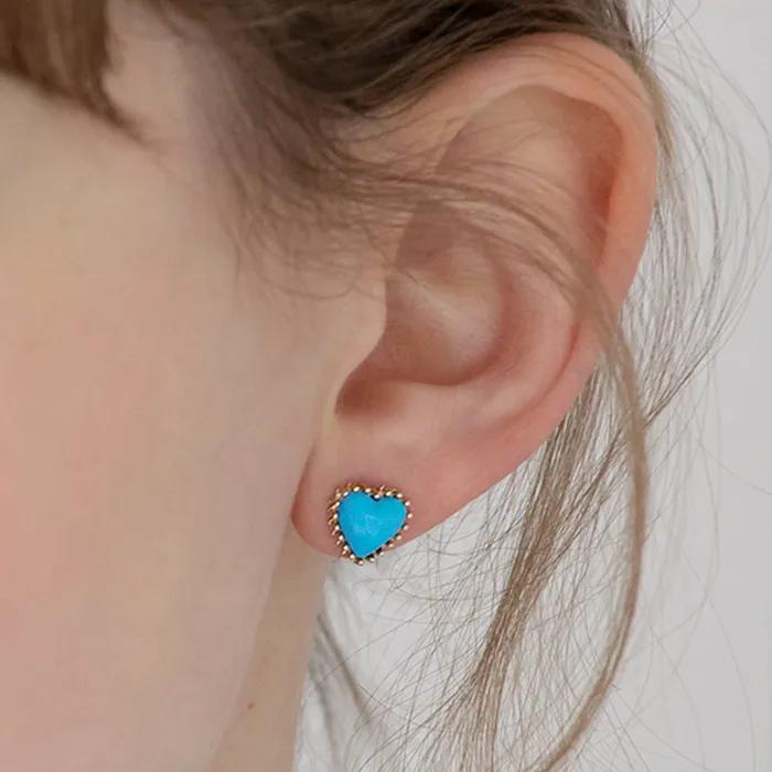 Blue Mini Heart Earrings