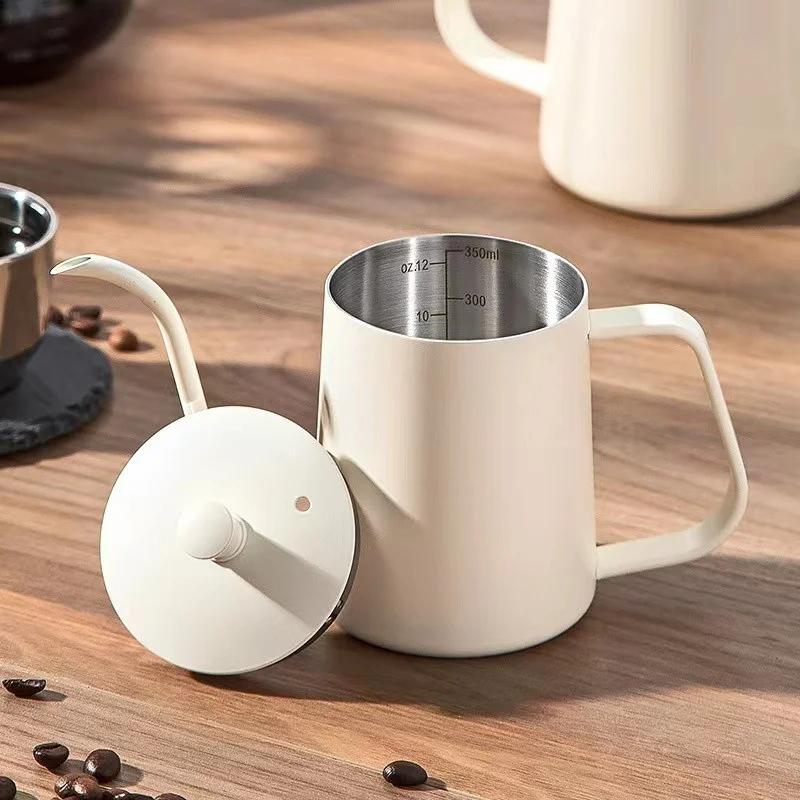 Cafetière 350/600 ml avec couvercle, bec long et fin, en acier inoxydable 304, pour infusion manuelle du café