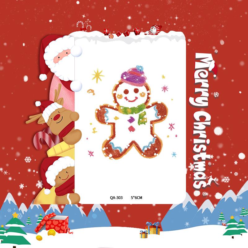 Popular Cartoon Christmas Temporary Tattoos for Kids - Cute Santa and Snowman Sticker Set