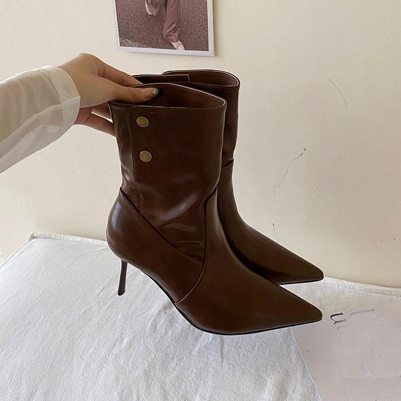 Fashion Party Footwear Modern Ladies Ankle Boots With Thin Heels Shoes Fashion Pointed Toe Women Short Boots Female Pumps Shoes
