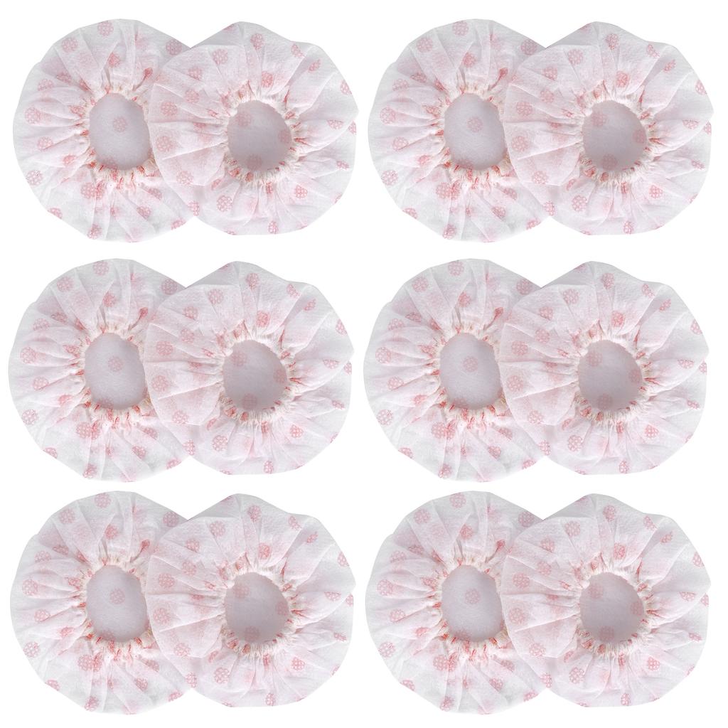 100Pcs Non Woven Disposable Microphone Cover Accessory for KTV Interview Stage Performance(White with Red Dot )