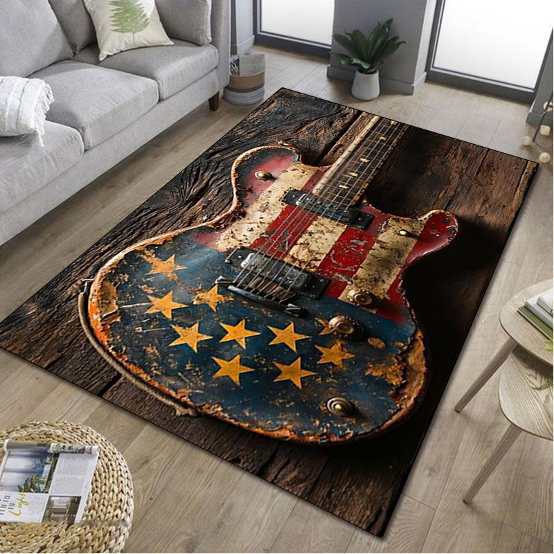 1Pc Guitar Print Rug - home decoration Carpet For Living Room Bedroom Flooring Computer Chair Area Rug