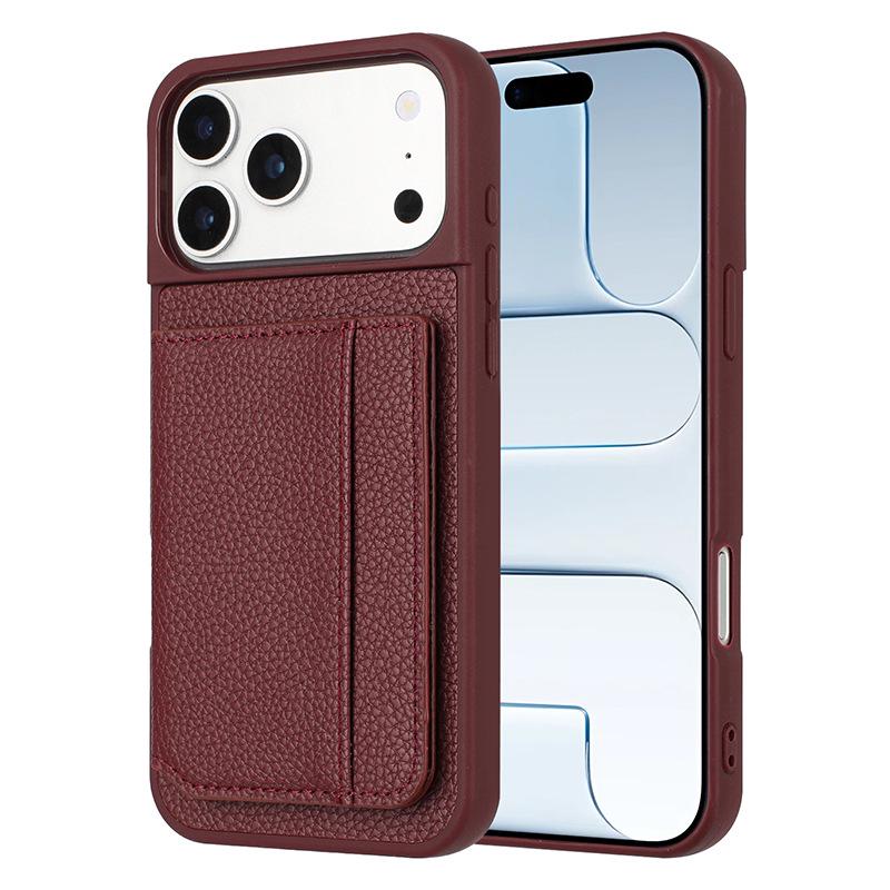 

Leather Flip Phone Case for iPhone 17 Pro Max with Card Holder and Protective Cover iPhone 13 Pro вино красного