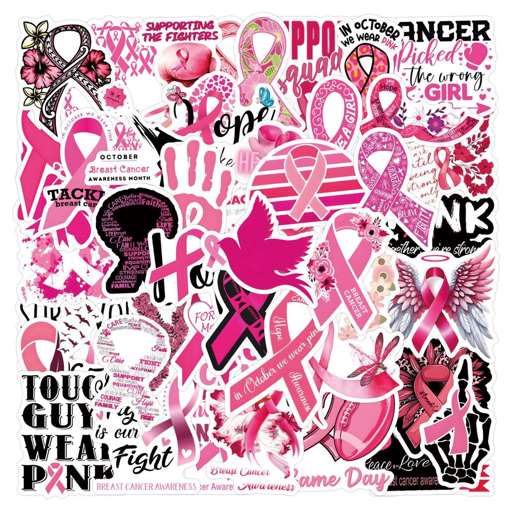 55 New Breast Cancer Graffiti Stickers Decorate Notebook Suitcase Mobile Phone DIY Stickers