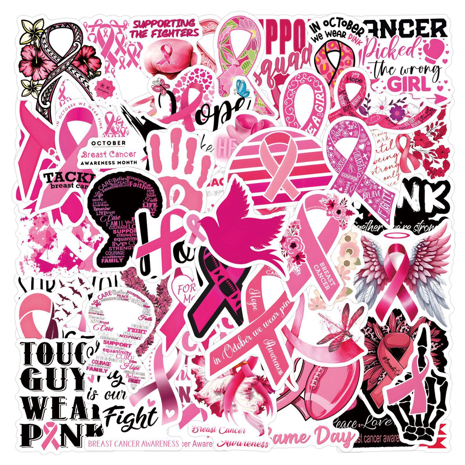 

55 New Breast Cancer Graffiti Stickers Decorate Notebook Suitcase Mobile Phone DIY Stickers