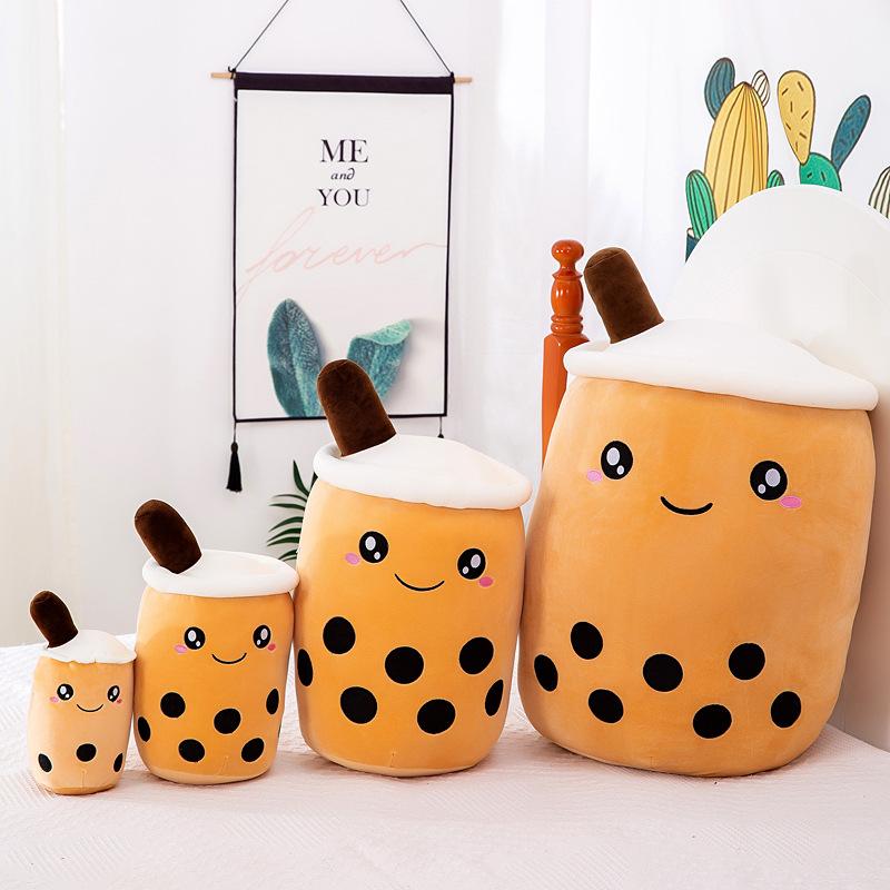 Cute Bubble Tea Throw Pillow, Girls Bed Sleeping Doll Doll Plush Toy