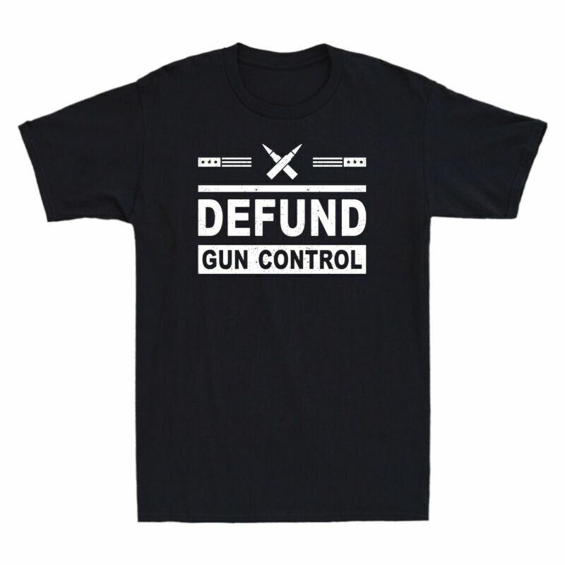 Gun Unisexs Cotton Gun Sleeve Tshirt Control Short Gift Lovers Defund Vintage S