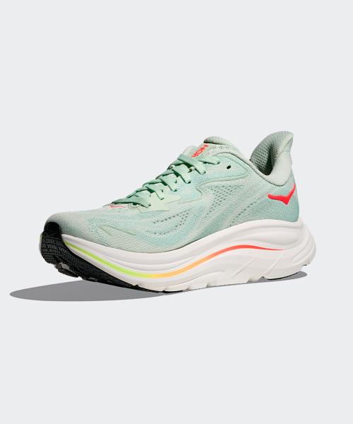 [Hoka] Clifton 10 Wide - Sea Glass:Neon Flame (1162050-SLSSN)
