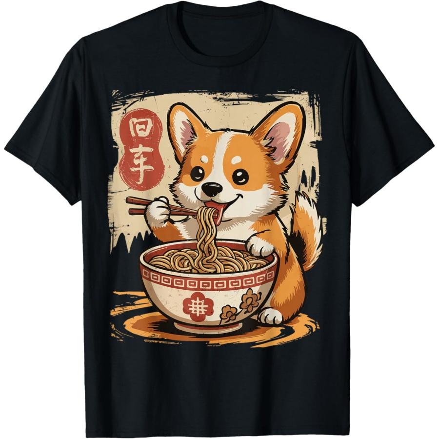 

Corgi Eating Ramen T-Shirt XXXXXL чёрный