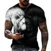 3D Wolf Print Short Sleeve T-Shirt, Cool Streetwear for Men