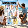 Custom Name Personalized Bluey Print Beach Towel, for Trip Camping Beach Party Home Decor, Birthday Gift for Family & Friends