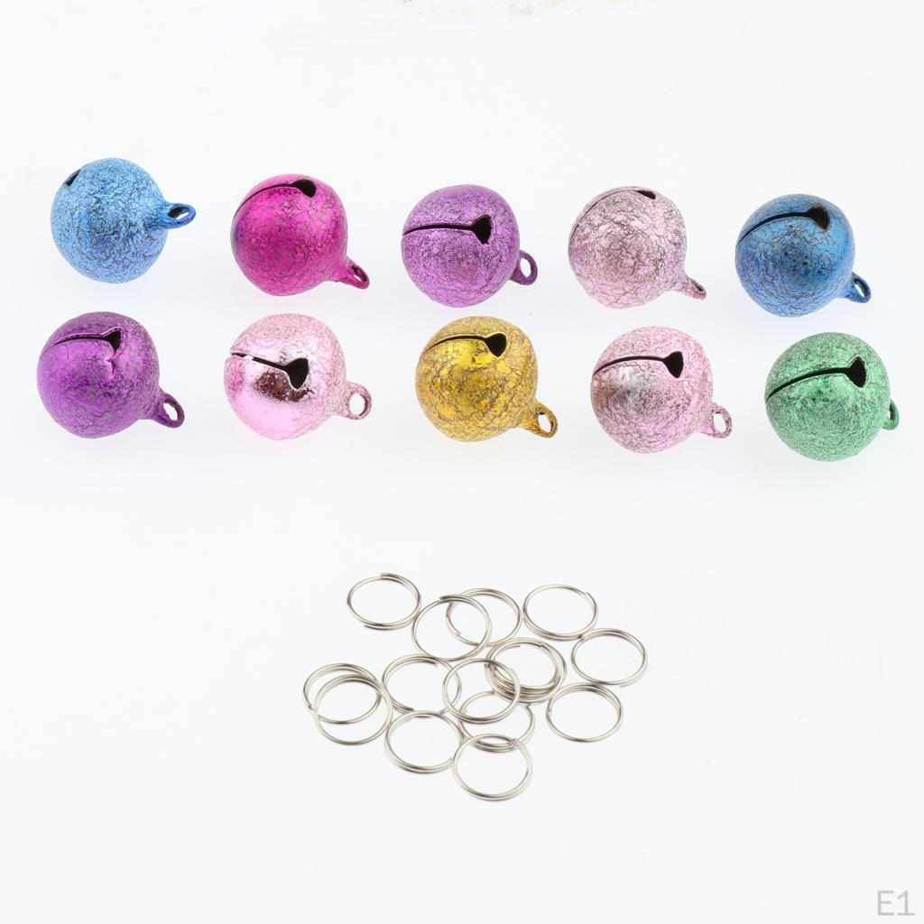 10Pcs Colorful Christmas Bells Charms Pet For Jewelry Making Kids Children Crafts - Frosted,