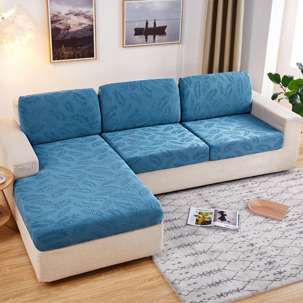 European Knitted Sofa Cover Delicacy Feather Pattern Cushion Cover Luxury Elastic Stretch Spandex Sofa Protector