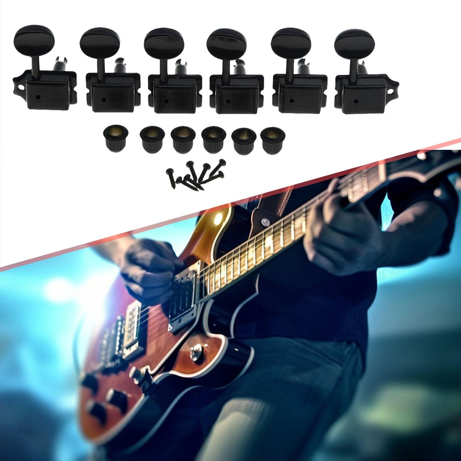 

6 штук ретро электрогитарных колков с раздельным валом, прочные колки с втулками и винтами, аксессуары Black