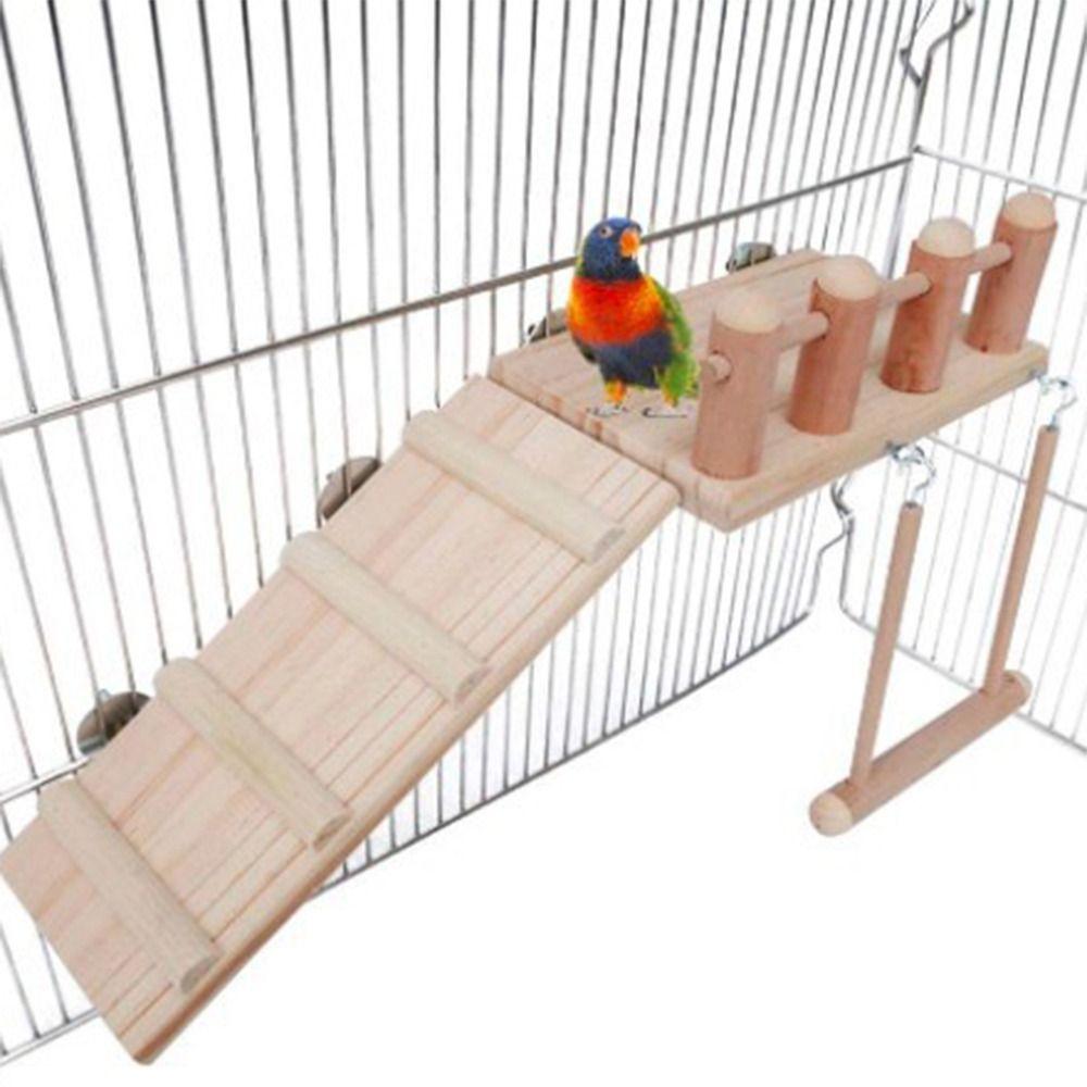 Wooden Bird Swing Climbing Ladder Natural Bird Playing Gyms Exercise Stands Hamster
