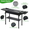 Langer Grill Holzkohle Großer BBQ Grill Klappbare Seitenablage Camping Grill für Garten Hinterhof Party Picknick Kochen (47.28x25.61x25.61 Zoll)