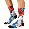 Women Breathable Comfortable Crew Socks Mid Calf Socks with Independence Day Themed Print Soft Stretchy Material for Daily Wear