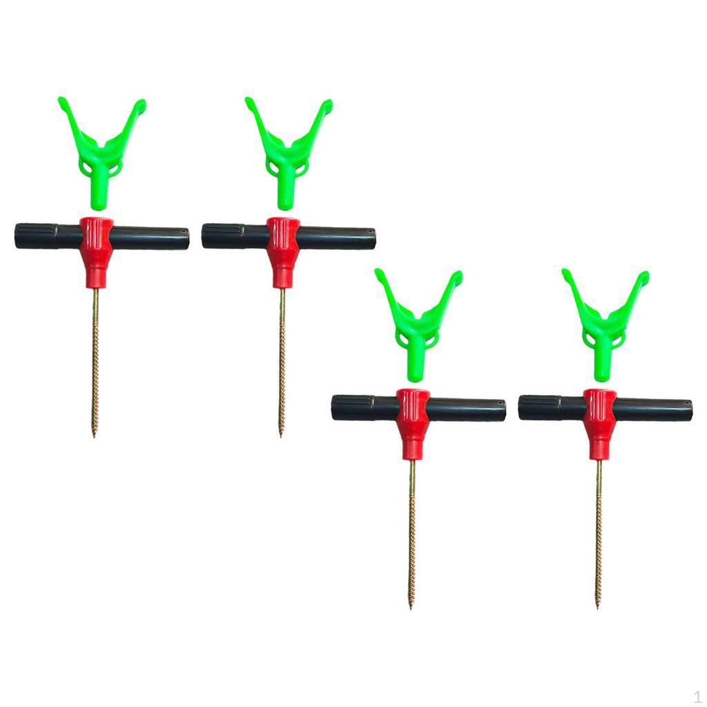 4x Tent Stakes Sturdy Metal Ice Fishing Shelter Anchors Accessories