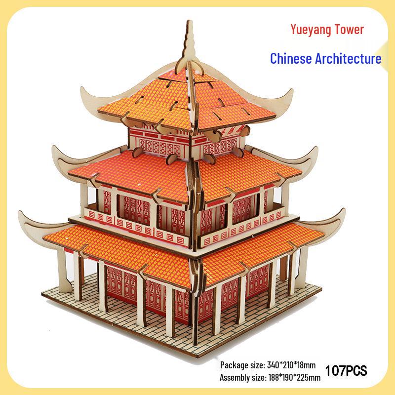 DIY Wooden 3D Puzzle: Chinese Architectural Model Educational Toy & Souvenir